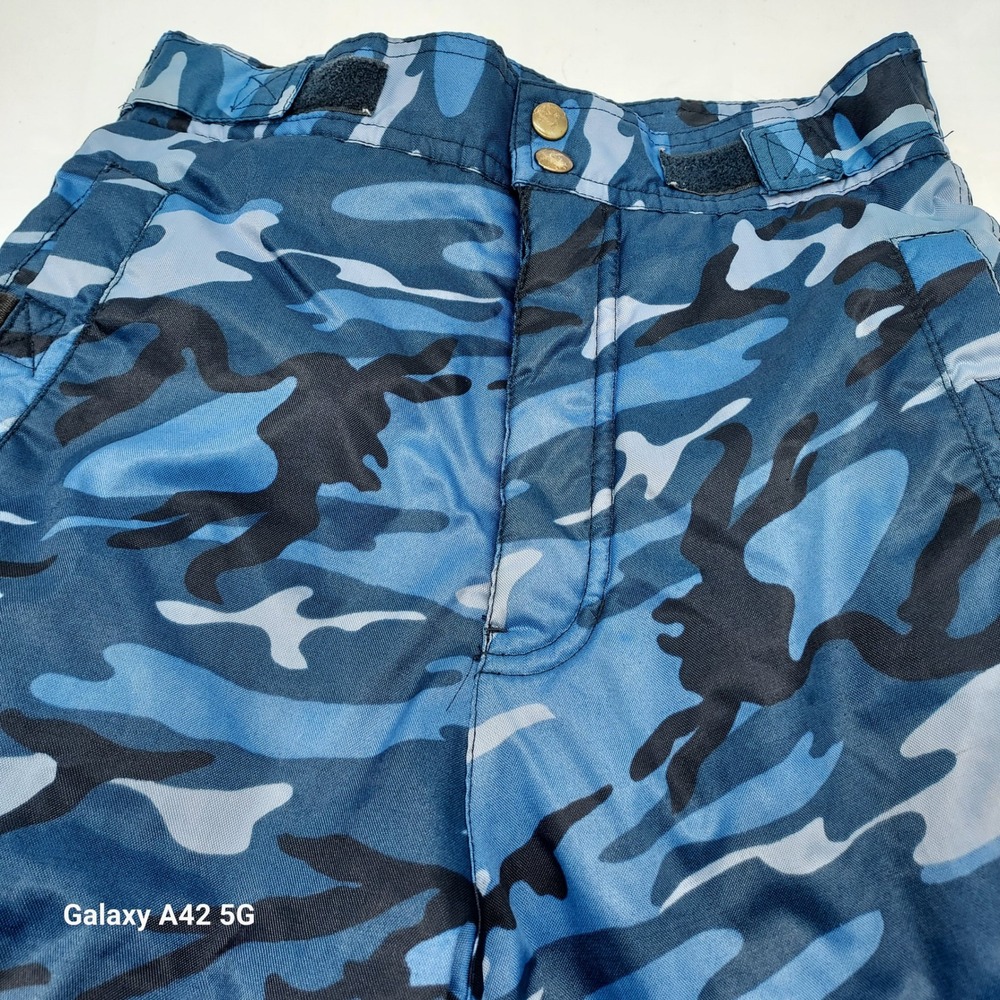 Sportrax Kids Blue Camo‎ Ski Snow Pants Size M 10 12 Insulated Cargo Pockets